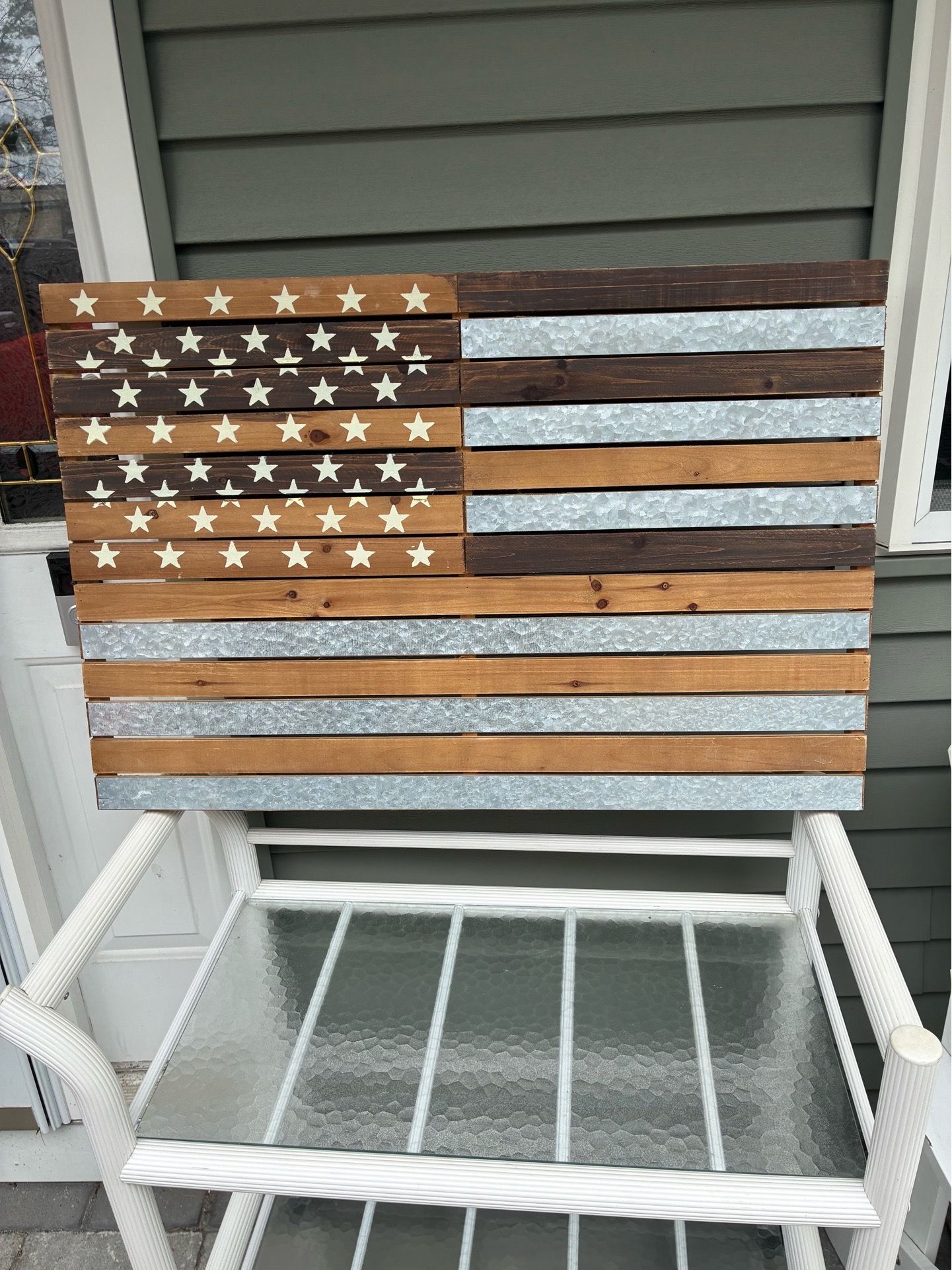 New wooden flag galvanized stripes 36”L 24”W 1/3” Thick