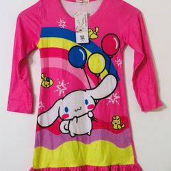Sanrio girl’s nightgown cinnamon-roll holding balloons Long sleeves pink.6/7