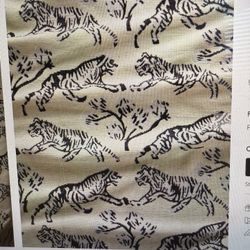 Fabric- Designer lulu and Georgia Sarah Sherman Tiger Jacquard  ivory and Black