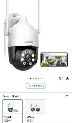 DEKCO 2K WiFi Surveillance Security Camera Outdoor/Home/Dome, Pan-Tilt 360° View, 3MP, Motion Detection and Siren, 2-Way Audio,Full Color Night Vision