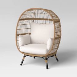 Steel And Wicker, Rust Resistant Patio Egg Chair 