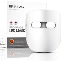 Open Box HIME SAMA Led Face Mask, Red Light Mask for Face, FSA/HSA Eligible, Infrared, Red & Blue Light Mask for Skin Care, Wrinkle Reduction, Wireles