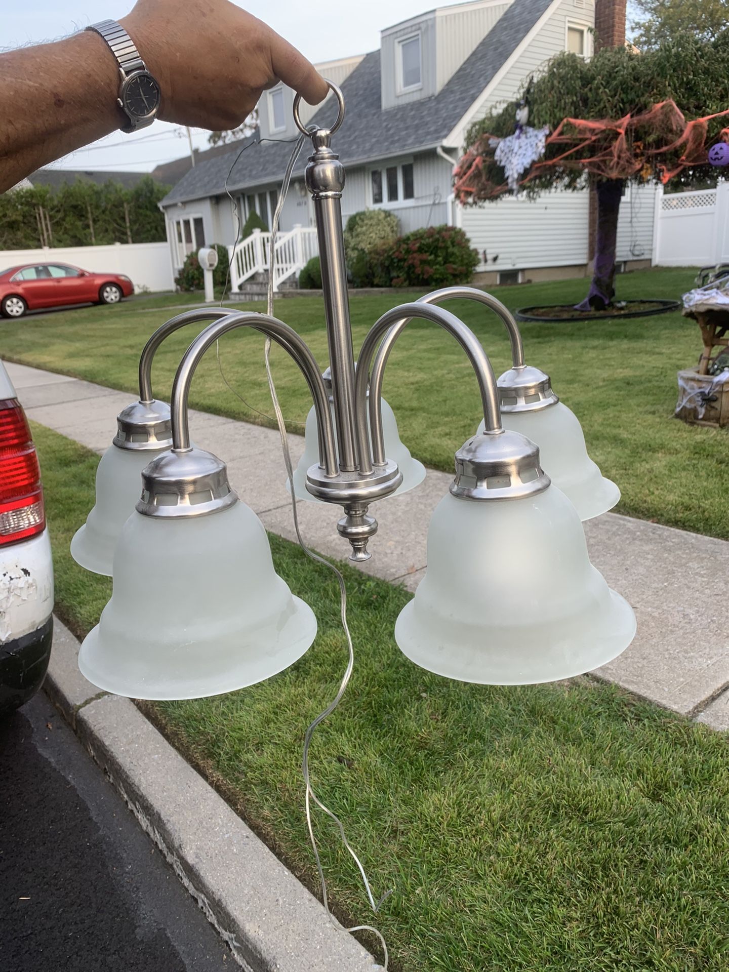 Brushed Nickel 4 light Chandelier