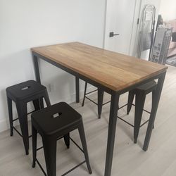 Counter height west elm table with 4 new stools