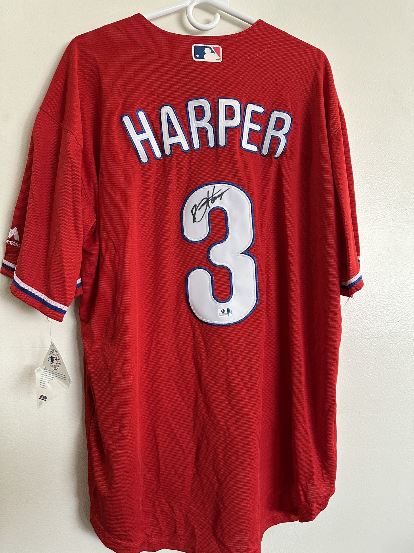 BRYCE HARPER SIGNED PHILADELPHIA PHILLIES AUTOGRAPHED MAJESTI JERSEY W/COA XL858
