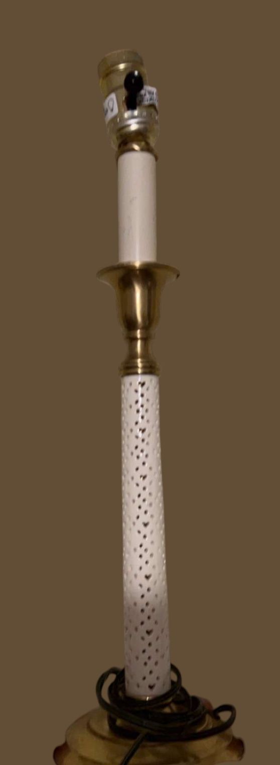 Vintage Laura Ashley Brass Table Lamp / Midcentury MCM Lamp White