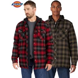 Fleece Hooded Flannel Shirt Jacket with Hydroshield