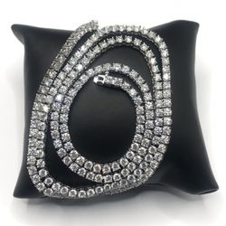 925 Sterling Silver 22CT MOISSANITE TENNIS NECKLACE Size 24”