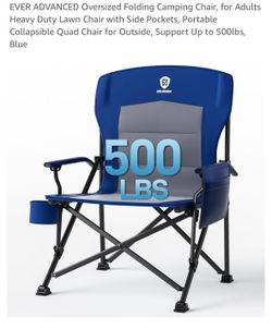 EVER ADVANCED Oversized Folding Camping Chair Brand New - 2 Available  $50 each Cash or E-pay RI Daily Deals Message for appt. https://offerup.com/red