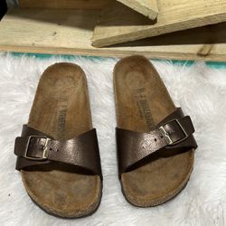 Birkenstock madrid metallic bronze sandals Birko - flor size 38 L7