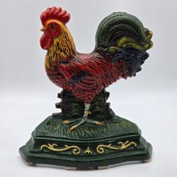 Vintage Yankee Forge Case Iron Rooster Doorstop Farmhouse Country Chicken
