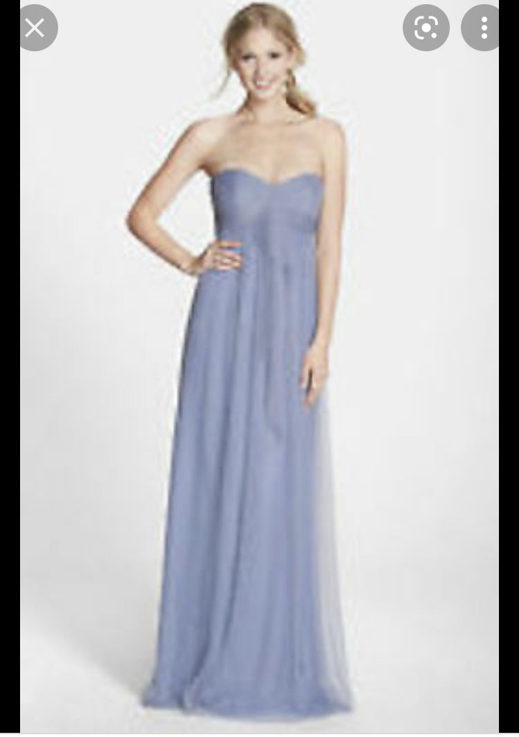 Pre-owned Amsale Draped Tulle Strapless Gown Dress G835U - Dusk - Size 4