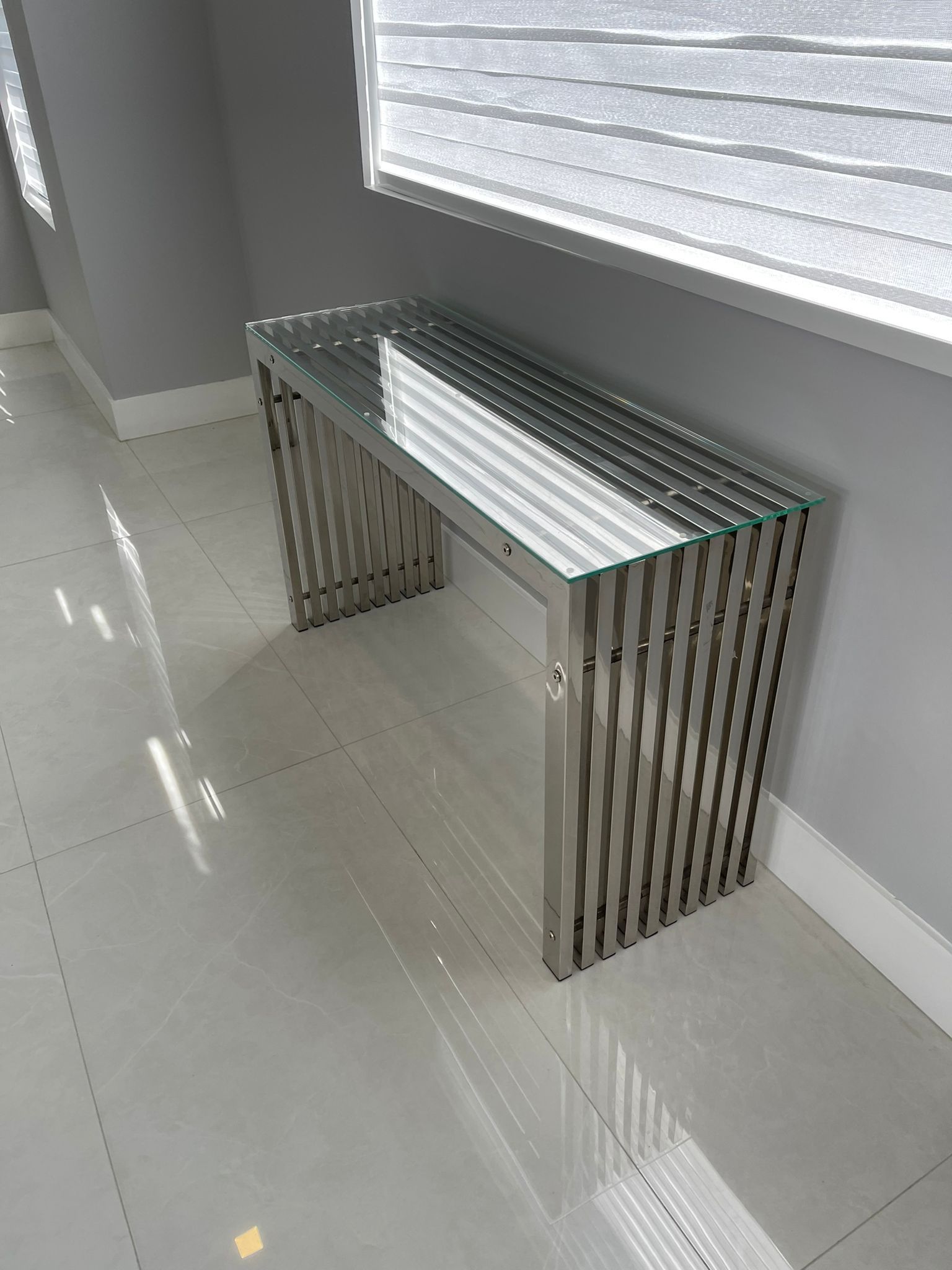 Soho Clear Glass/Stainless Steel Console Table 