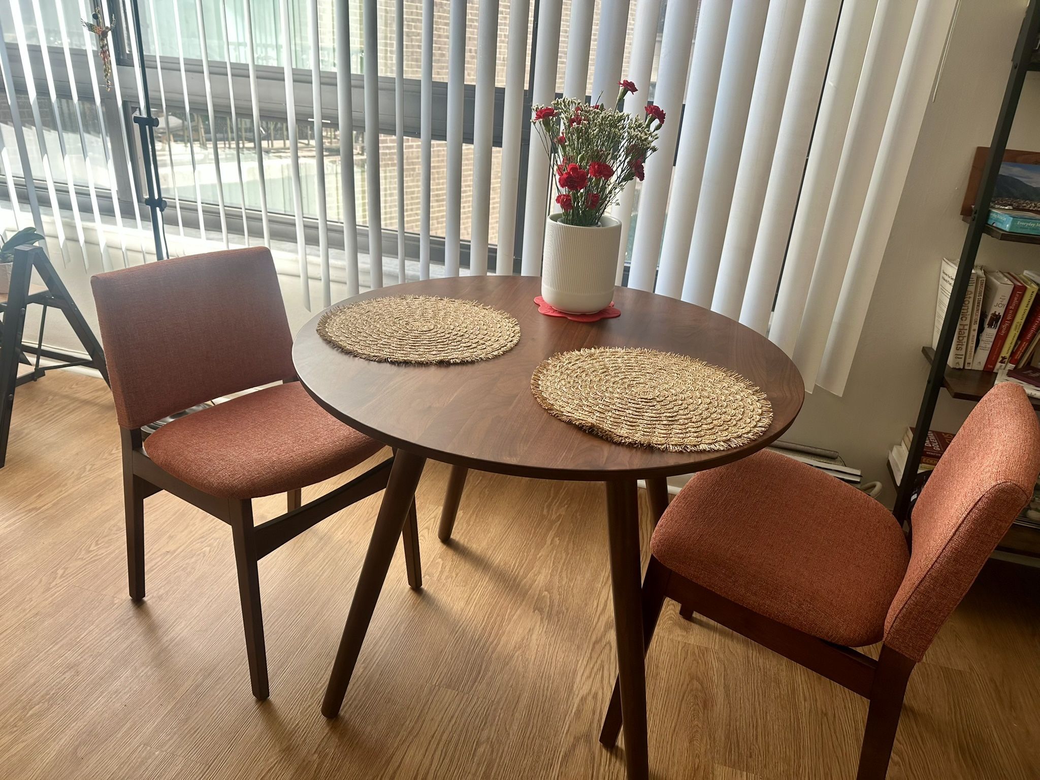 Mid-Century Modern Dining Set: Table + 2 Chairs | Gently Used & Compact