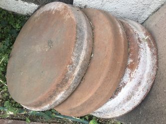 15” clay flower pot bottoms $8 each