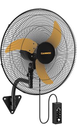 20 Inch Wall Mount Fan Oscillating, Extended 3.3ft Wired Remote and 6.6ft Power Cord, 3-Speed S-52