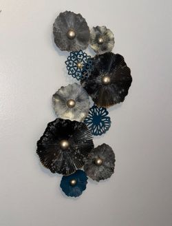 36-Inch 3-D Large Metal Wall Decor, Abstract Metal Wall Art Hanging Sculpture Flower Inspired Pieces