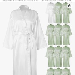 12 Pcs Women's Long Satin Robes Full Length Sleepwear Silky Bath Robe Kimono Dressing Gown for Wedding Birthday Party
