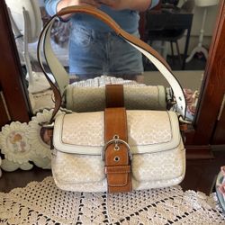 Vintage mini white Coach Purse