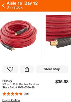 Husky 3/8 in. x 50 ft. Rubber Air Hose