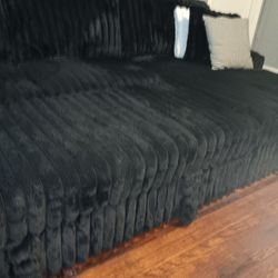 Black Sofa W- Chaise/ Storage Bin