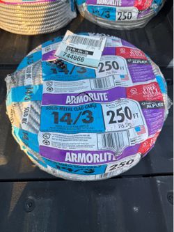 Wire Roll 14/3 x 250 ft. Solid CU MC (Metal Clad) Armorlite Cable