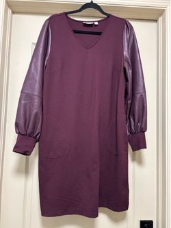 Women’s Belle Kim gravel dress with faux leather sleeves