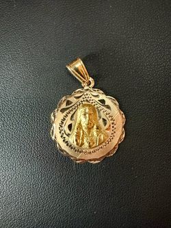 Yellow gold charm Jesus pendant 14k 1 inch