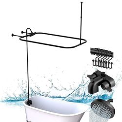 Pyhomestrim Clawfoot Tub Shower Kit - Matte Black D-Rod