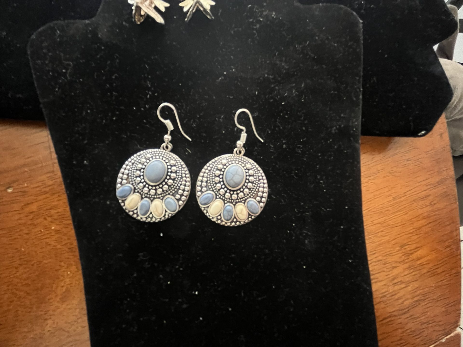 Dangle Style Earrings W/turquoise Stones 