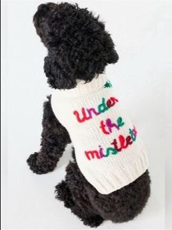 Anthropologie Hand-Knit "Under The Mistletoe" Holiday Dog Sweater Size Medium & Large. MSRP $62.00.