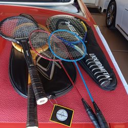 Tennis And Badminton Rackets With Cases Lot Of #8 