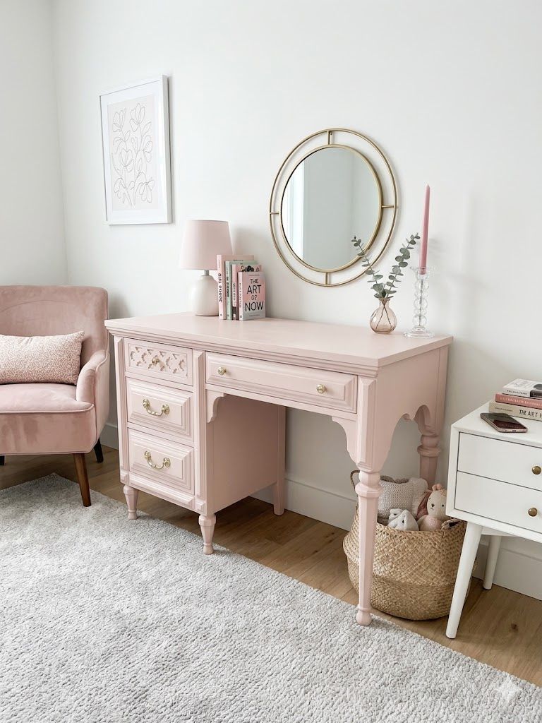 Pale Pink Vintage Desk/vanity