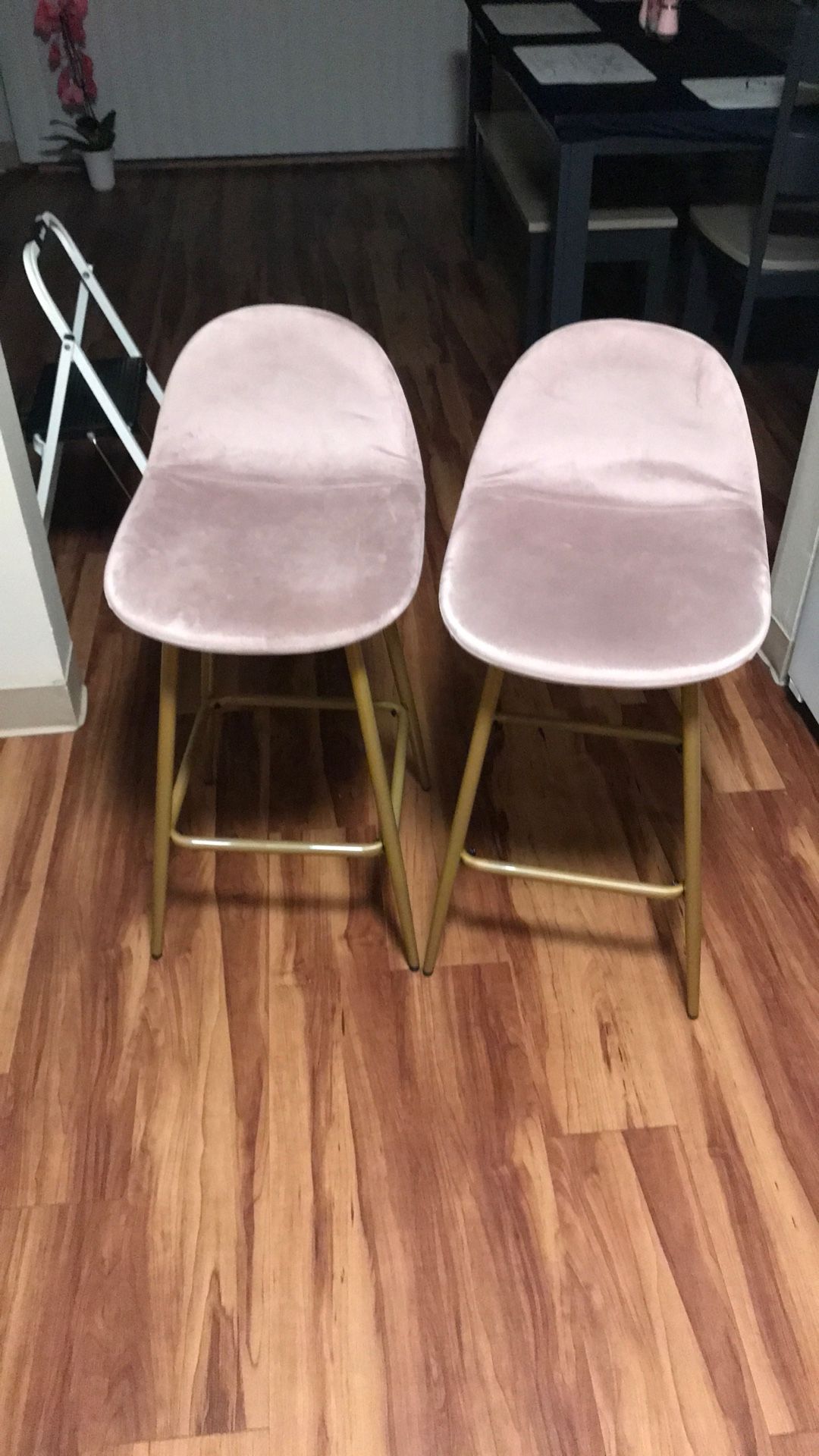 Rose Pink & Gold Stool Seats