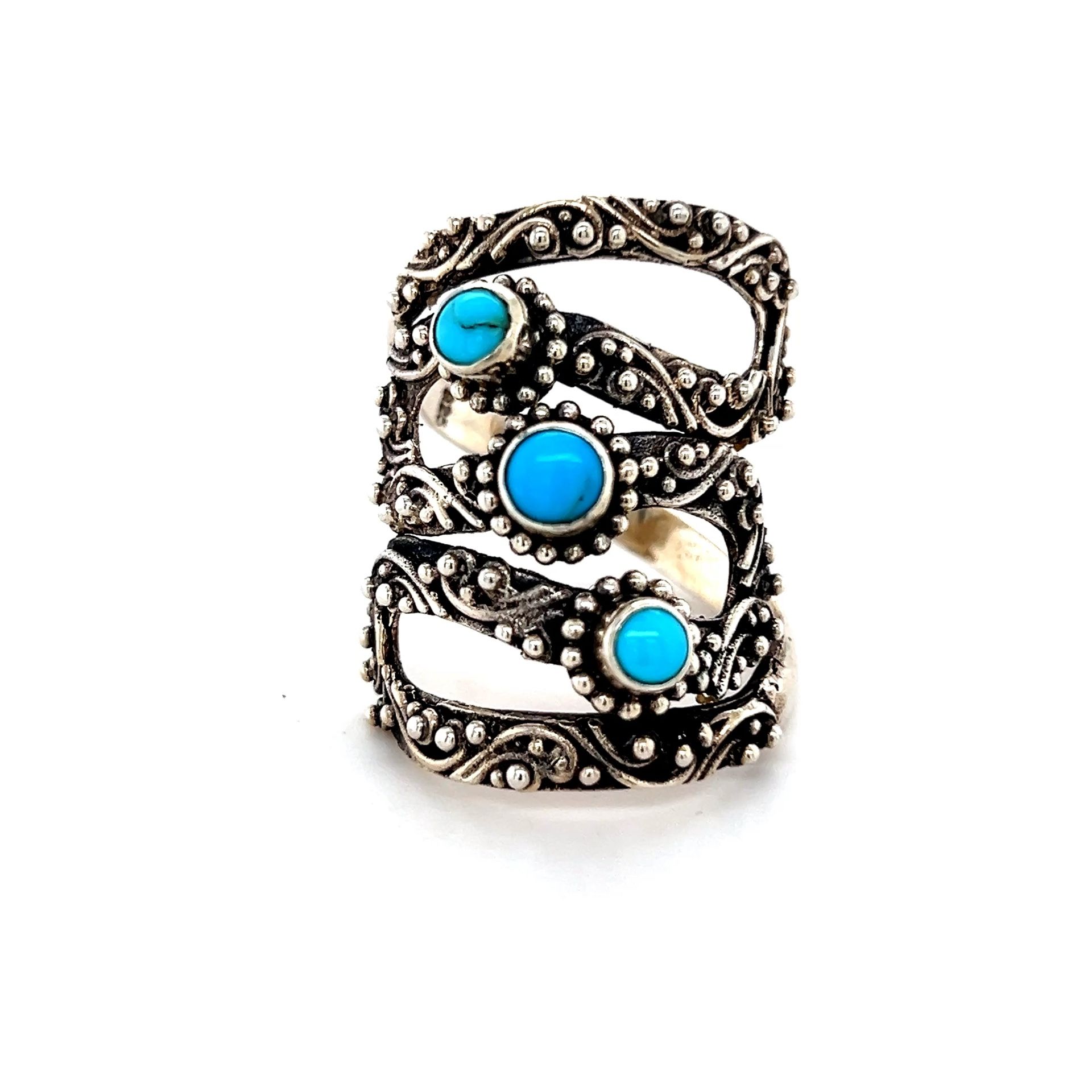 Silver 925 3-Turquoise Wrap Cool Ring