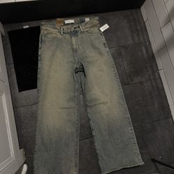 Indigo wash baggy jeans 