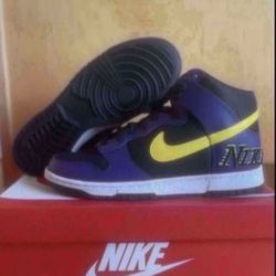 Nike Dunk Hi Prm EMB Lakers Size 10.5 Brand New