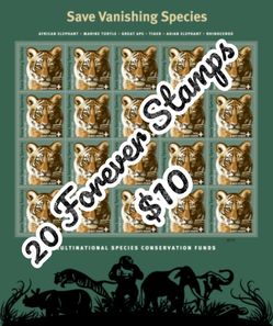 20 Count Sheet  2011 US Forever Stamps "Save Vanishing Species" Special Edition
