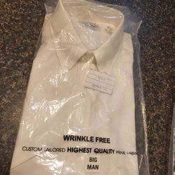 Mens 17 neck BIG MAN University Oxford white wrinkle-free dress shirt, new in package