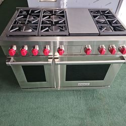 Wolf 48 Inch Dual Fuel Gas Range Stainless New 