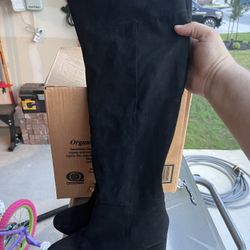 Black Suede Thigh High Boots