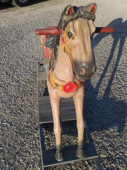Antique wooden hand painted rocking horse for sale 🐎