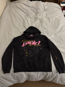 Sp5der Pink Hoodie Black