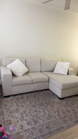 Beige Fabric Sectional Sofa with Chaise