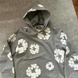 grey denim tear hoodie size M,L