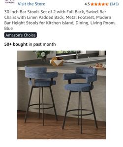 SWIVEL BLUE BARSTOOL X2 BLUE. NEW