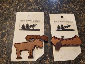 North Woods Whimsies wood pins - moose pn and canoe pin, approx 2"
$3 for one or $5 total for both