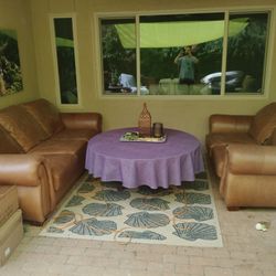 Leather sofa and love seat