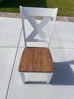 White Wooden Chair(s) w/ brown seat