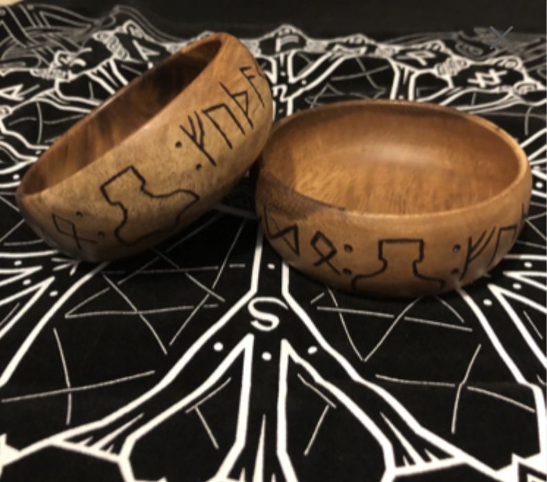 Ritual Offering Bowl Mjolnir & Runes Thor's Hammer 